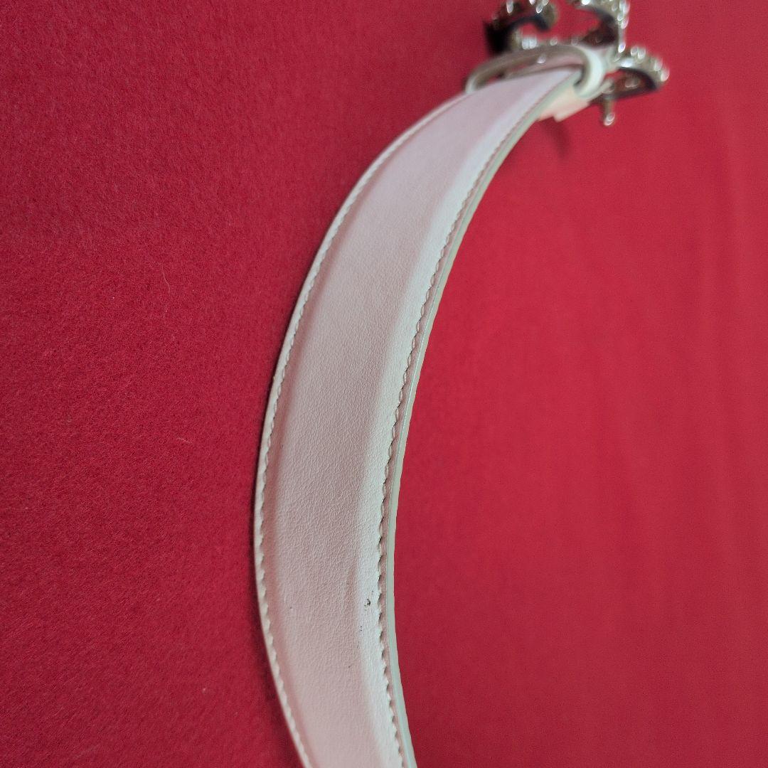 Dolce & Gabbana ホワイトレザーベルト ストーン付き