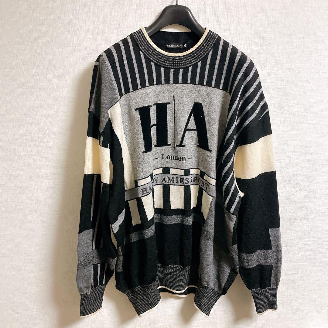 HARDY AMIES 銀刺繍 ロゴ ウール100% ニット セーター XXL - メルカリ