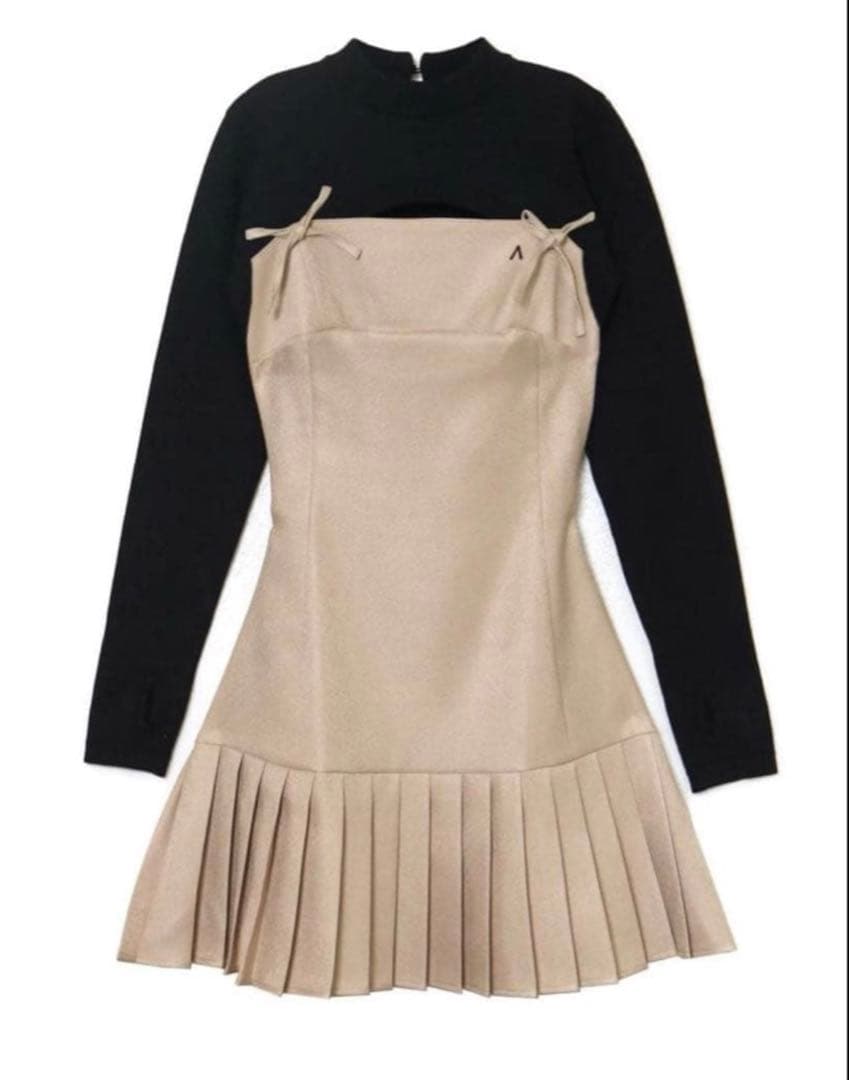 andmary ベージュ ミニワンピース andmary Demi layered mini dress beige