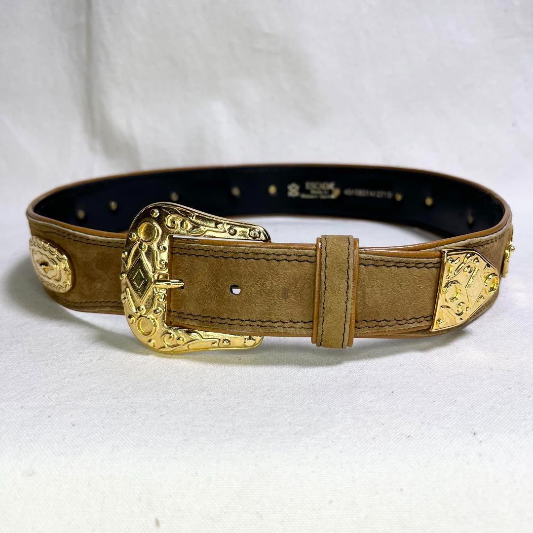 ESCADA エスカーダ スエード デザイン ベルト ブラウン