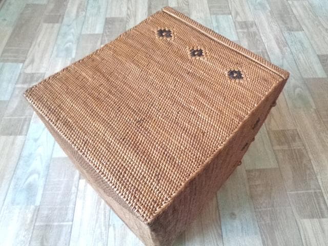 B4長方形ボックス○フタ付○柄入○アタ○バリ島○1002○特大サイズ