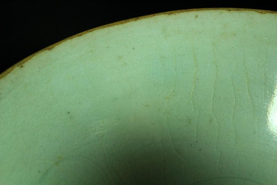 中国美術 青影 刻草紋 碗 茶道具伝来(K-RC995)