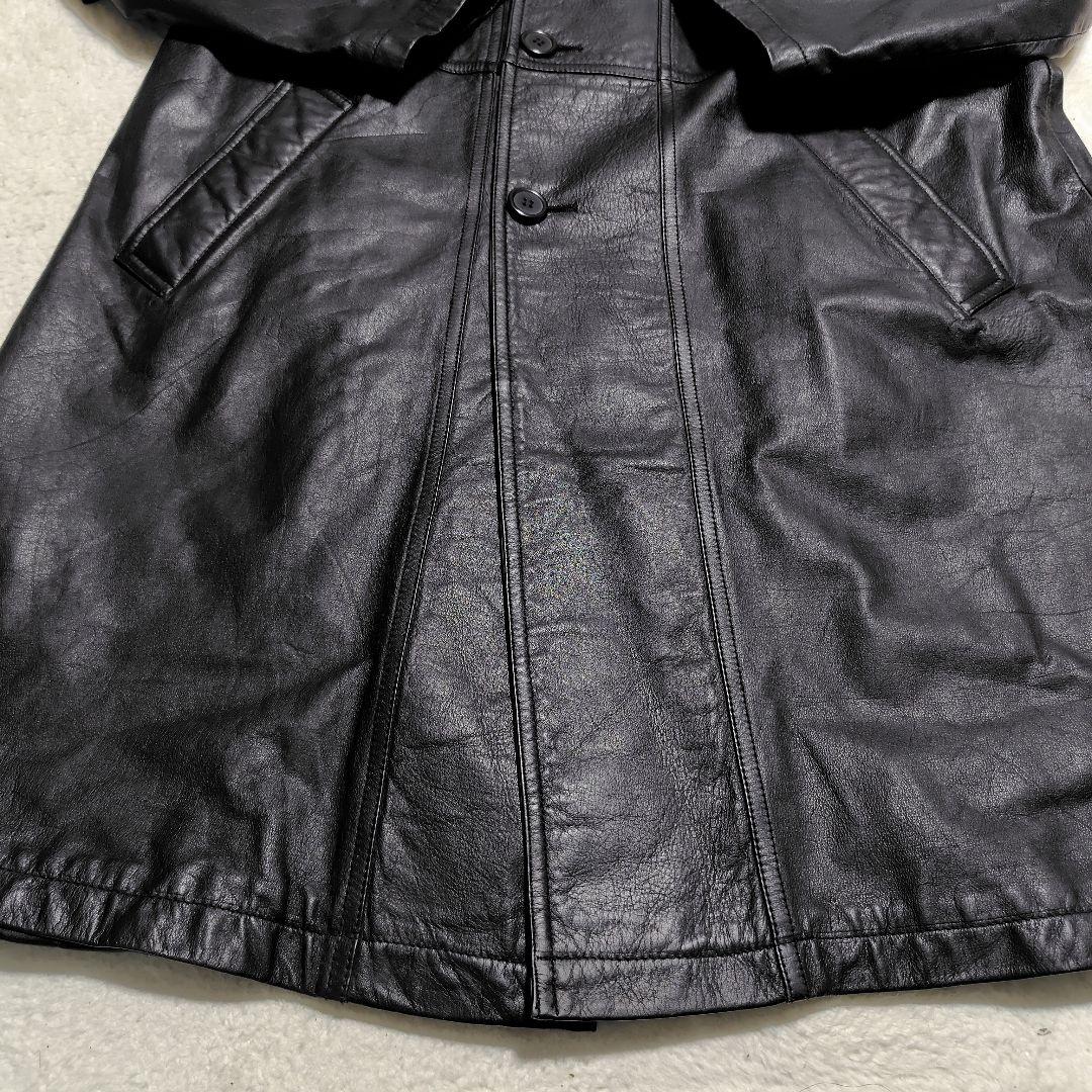 大きいサイズ 3L相当】SEIKO レザーコート ブラック ロングコート