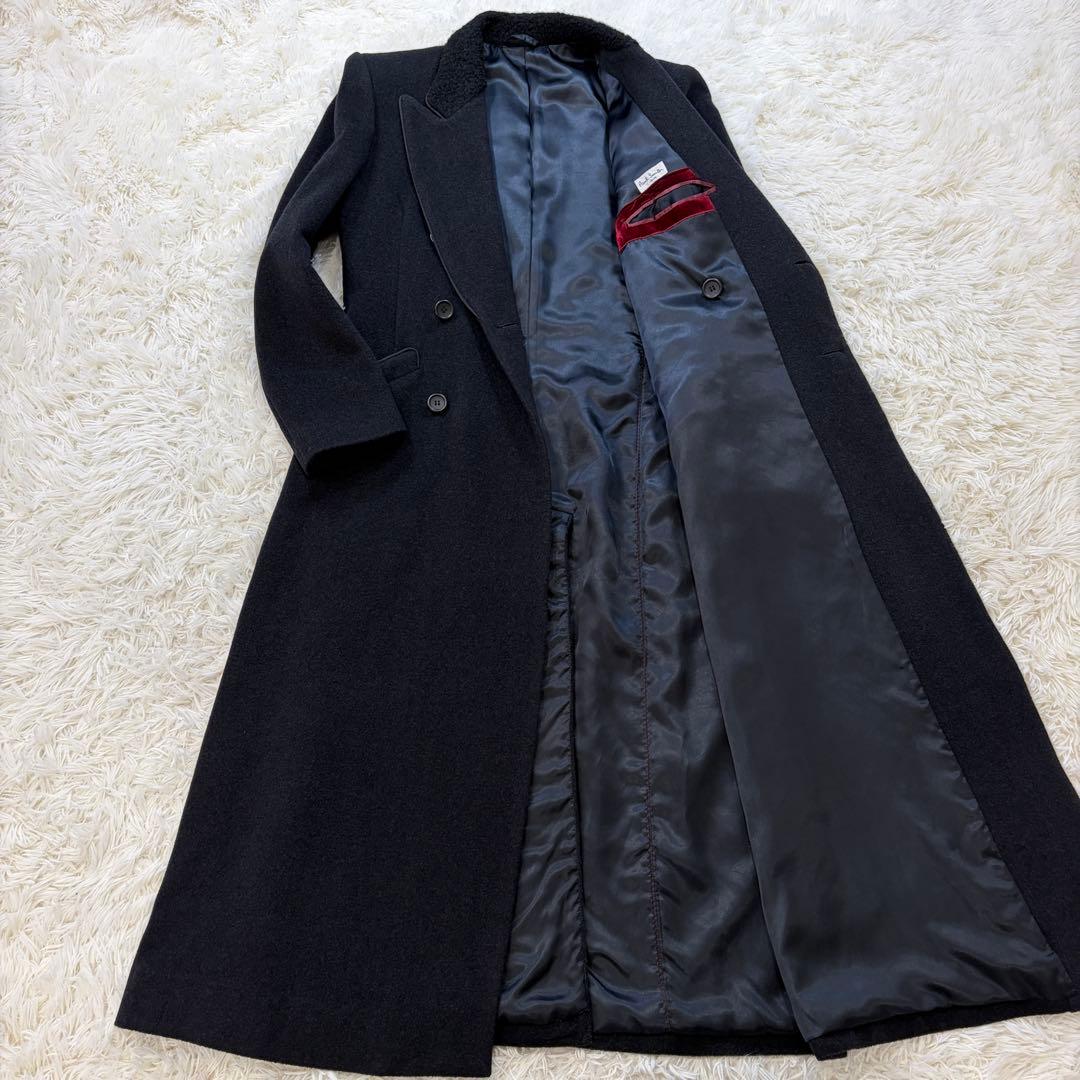 【極美品】ポールスミスロンドン 超ロング アンゴラ混 ダブルチェスターコート L 極美品】ポールスミスロンドン 超ロング アンゴラ混 ダブルチェスター