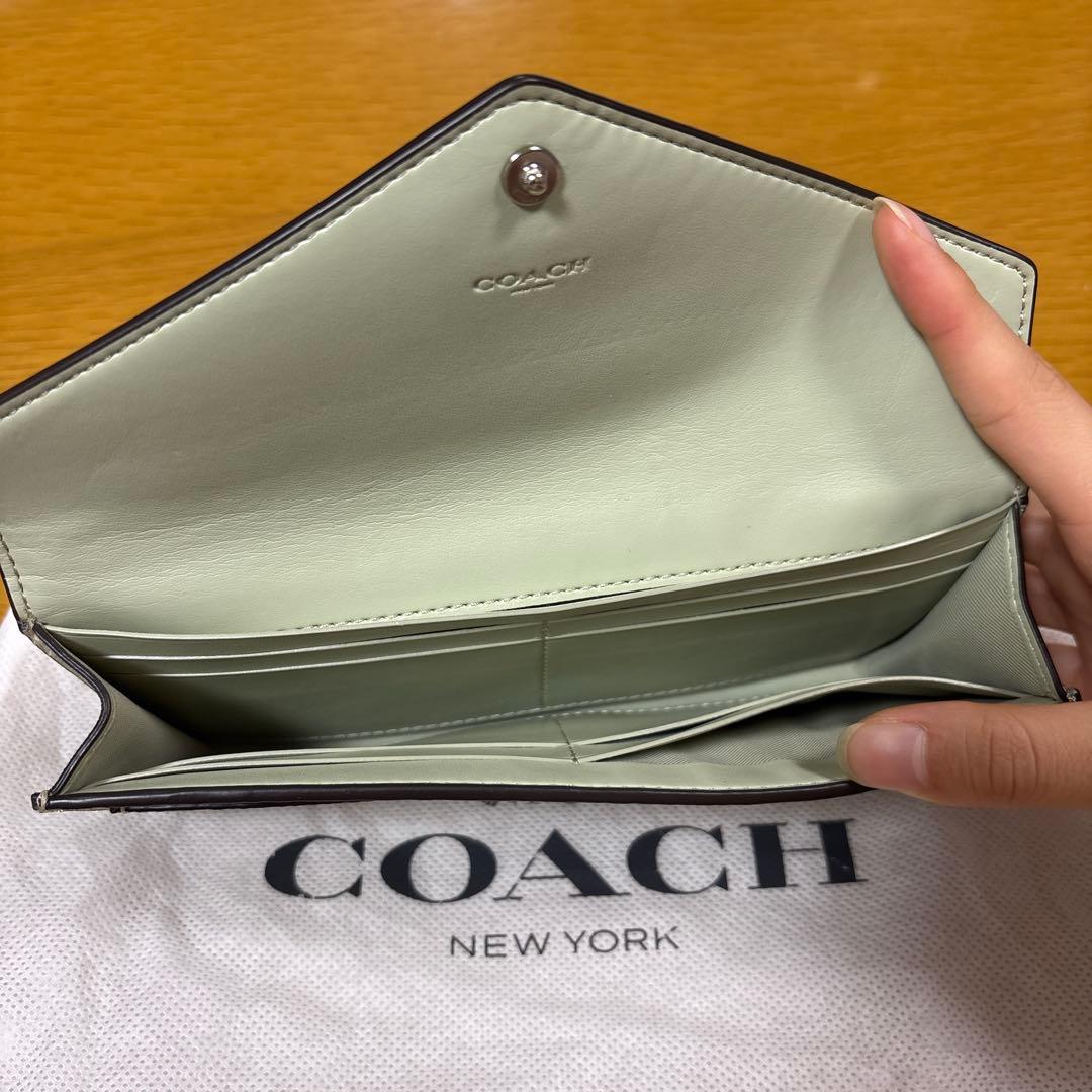COACH エンベロープ型長財布 ベージュ/アイボリー - メルカリ