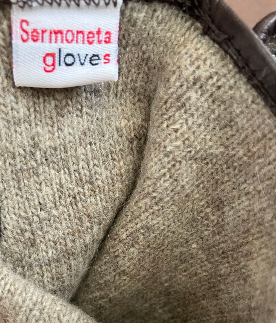 sermoneta glovesスエード本革 茶色手袋（内側カシミア）