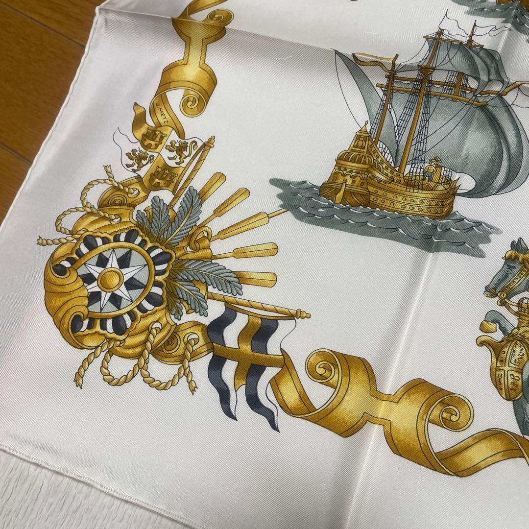 HERMES 海洋テーマ シルクスカーフ 86cm角くらいです⭐️ HERMES 86cm
