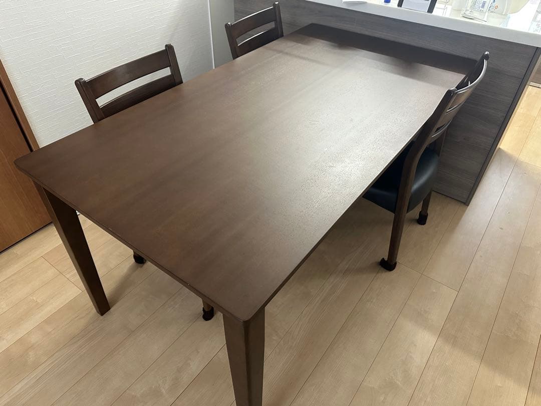 【着払いor引取り】ダークブラウン木製ダイニングテーブルと椅子セット ダイニングテーブル 5点セット ダイニングセット 幅120cm 回転