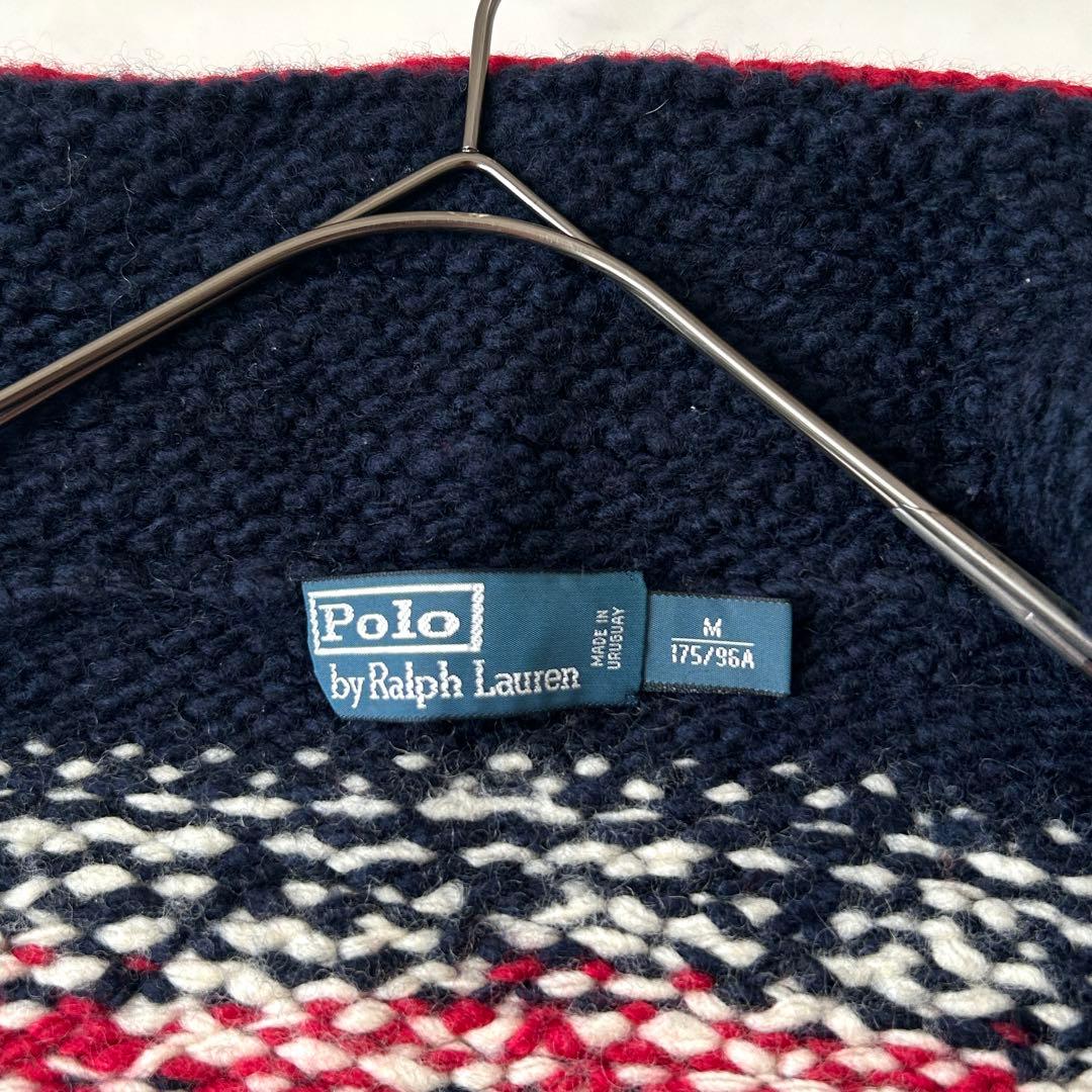 希少デザイン ラルフローレン カウチンニット 星条旗 カーディガン