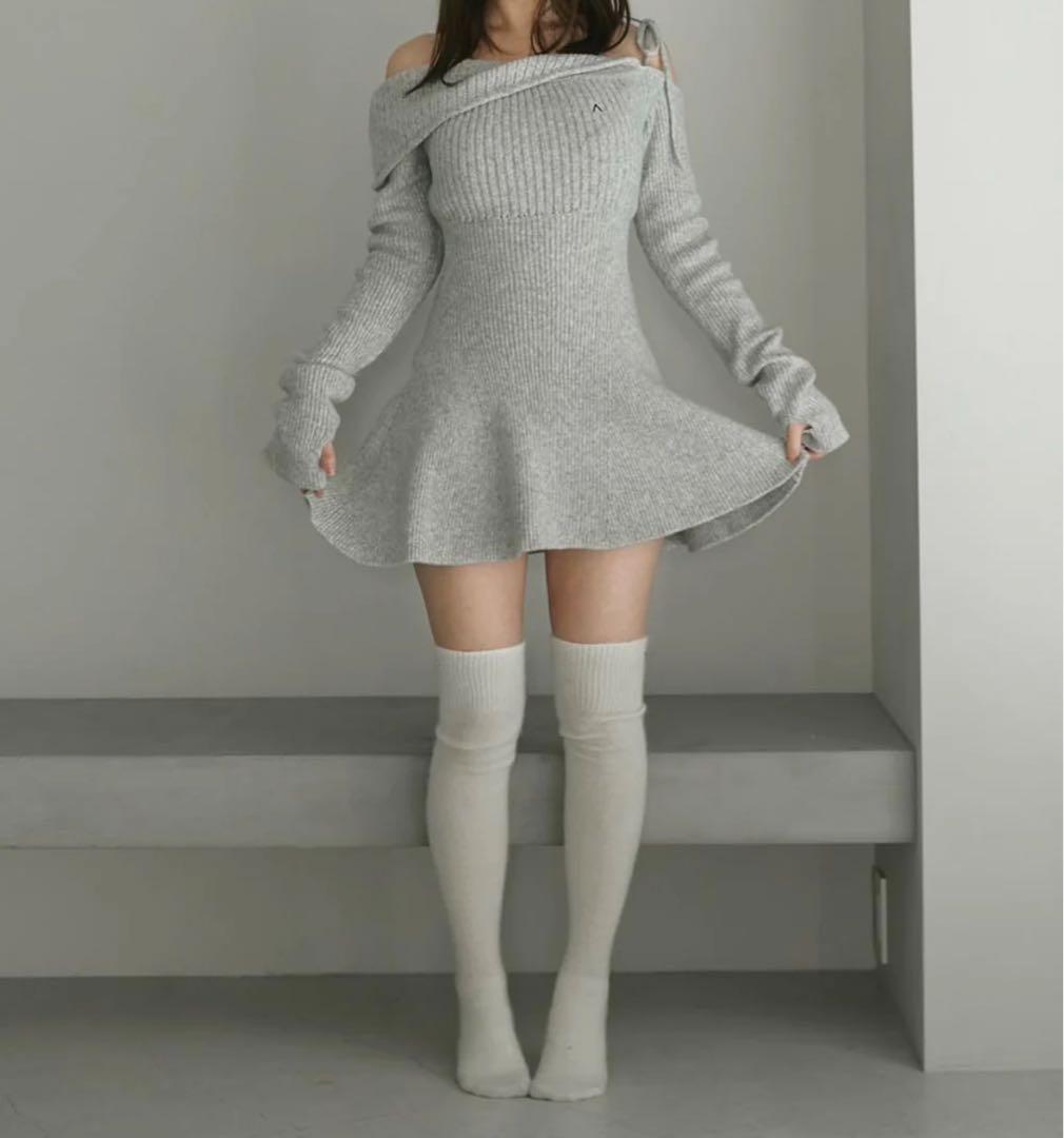 ANDMARY Wendy flare mini dress grey