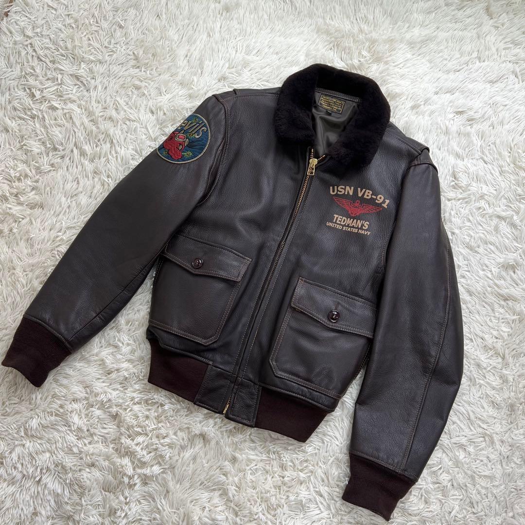 美品TEDMAN テッドマン 本革 レザー MA1 G-1 フライトジャケット