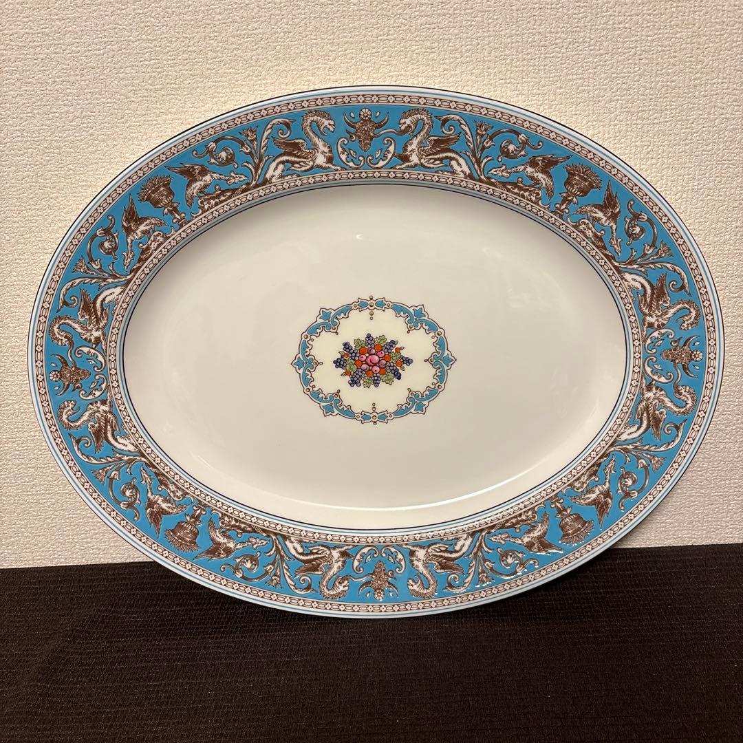 ウェッジウッド　フロレンティーン　ターコイズ　オーバルプレート　Lサイズ WEDGWOOD - ウェッジウッド フロレンティーン ターコイズ オーバル