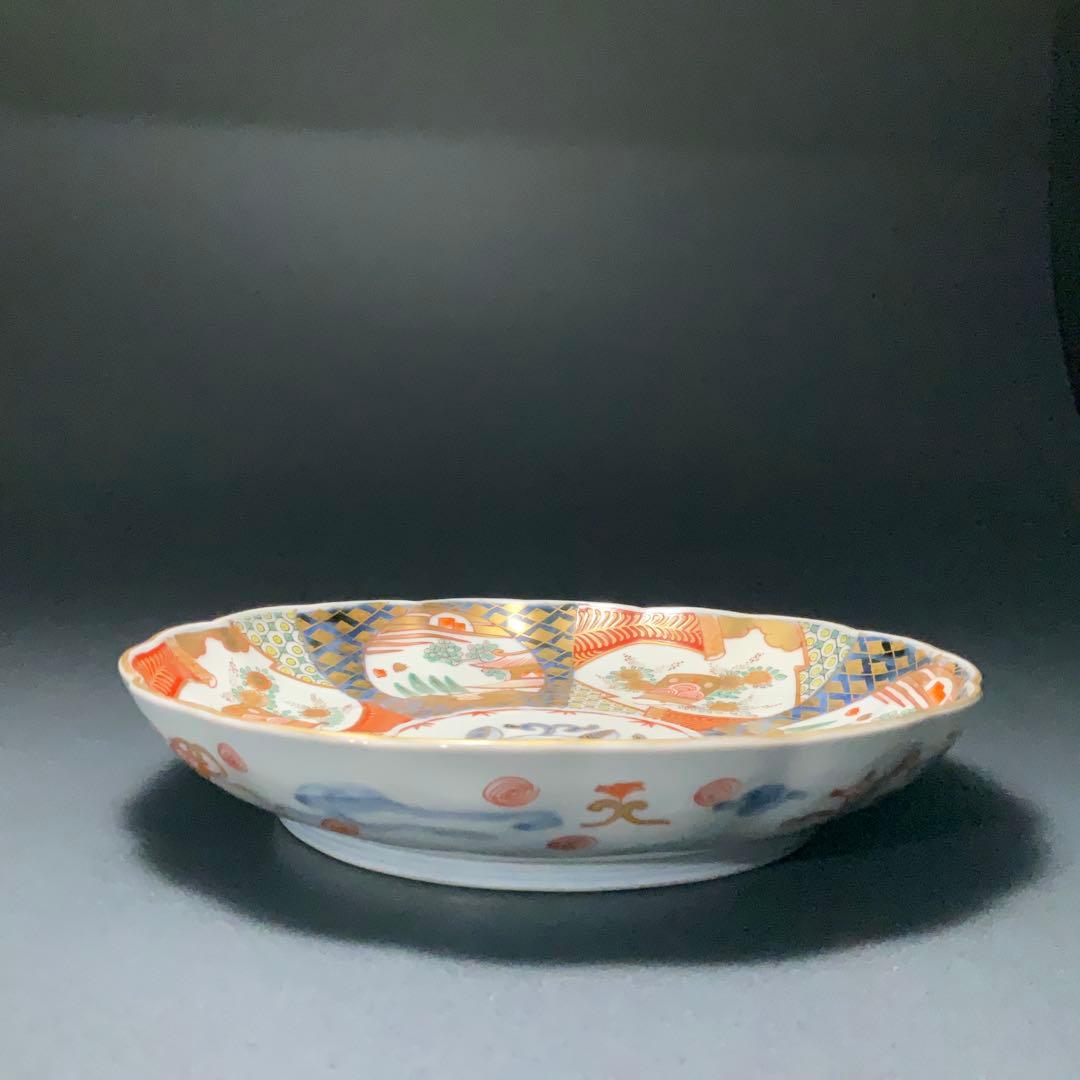 伊万里金襴手花に鳥籠図七寸皿∅21㎝ 骨董 古