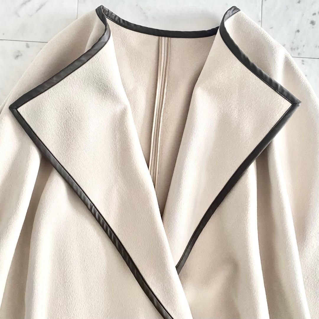 未使用 プラージュ plage ポンチョコート ケープ パイピング ベージュ系