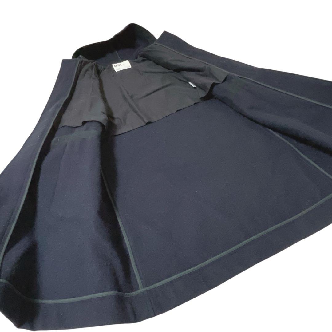 MHL. ロングダッフルコート ウール トグル M ネイビー 通勤 通学