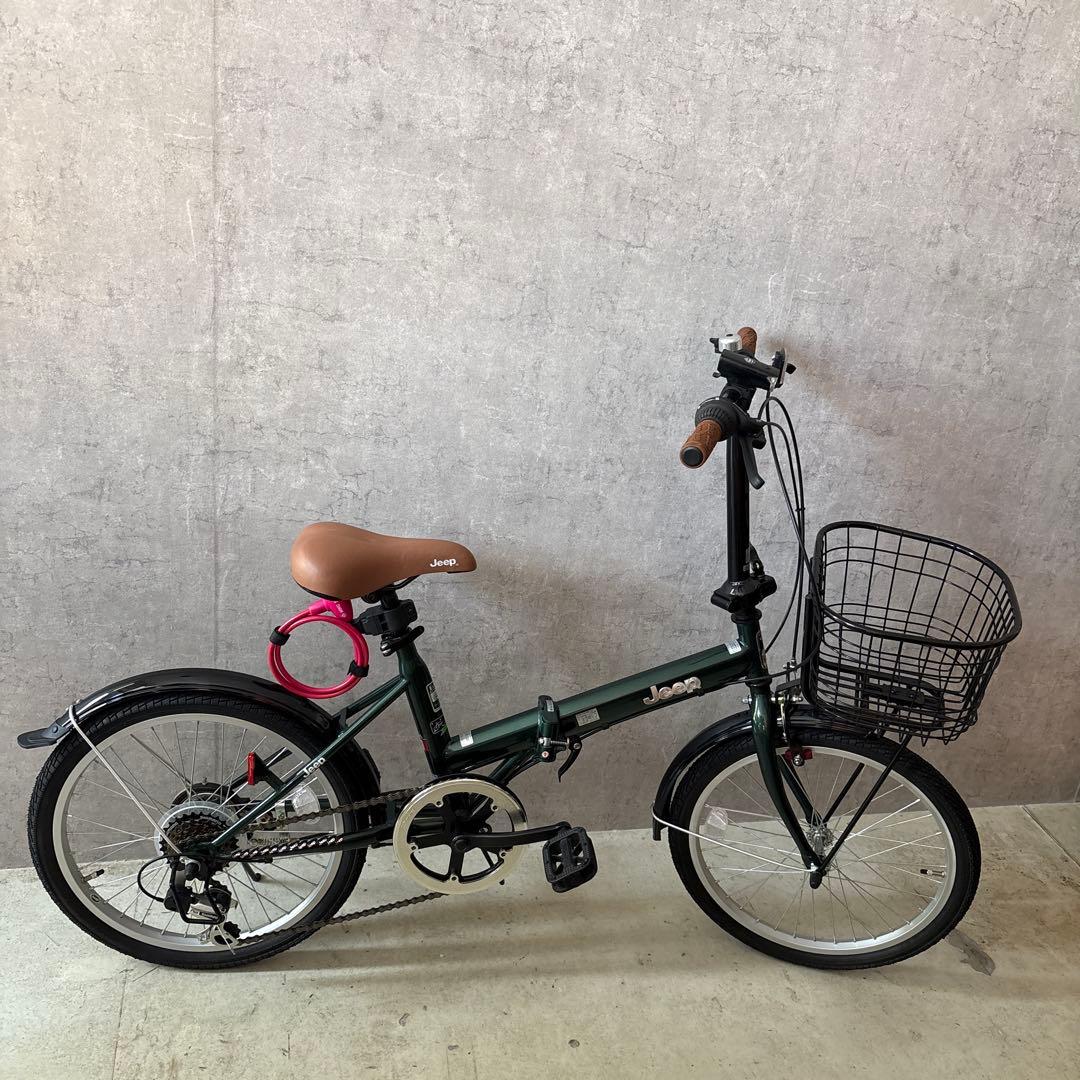 Jeep 折りたたみ自転車 グリーン Jeep 折りたたみ自転車 ミニベロ グリーン 前バスケット付き 楽天市場