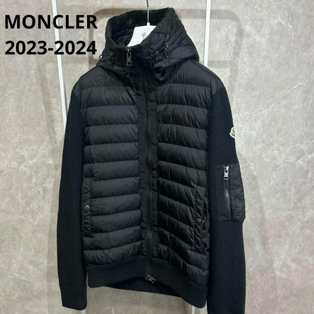 モンクレール　MONCLER ハイブリッド　ダウン　ニット　ダウンジャケット M/美品 MONCLER モンクレール ハイブリッド ニットダウンジャケット 紺