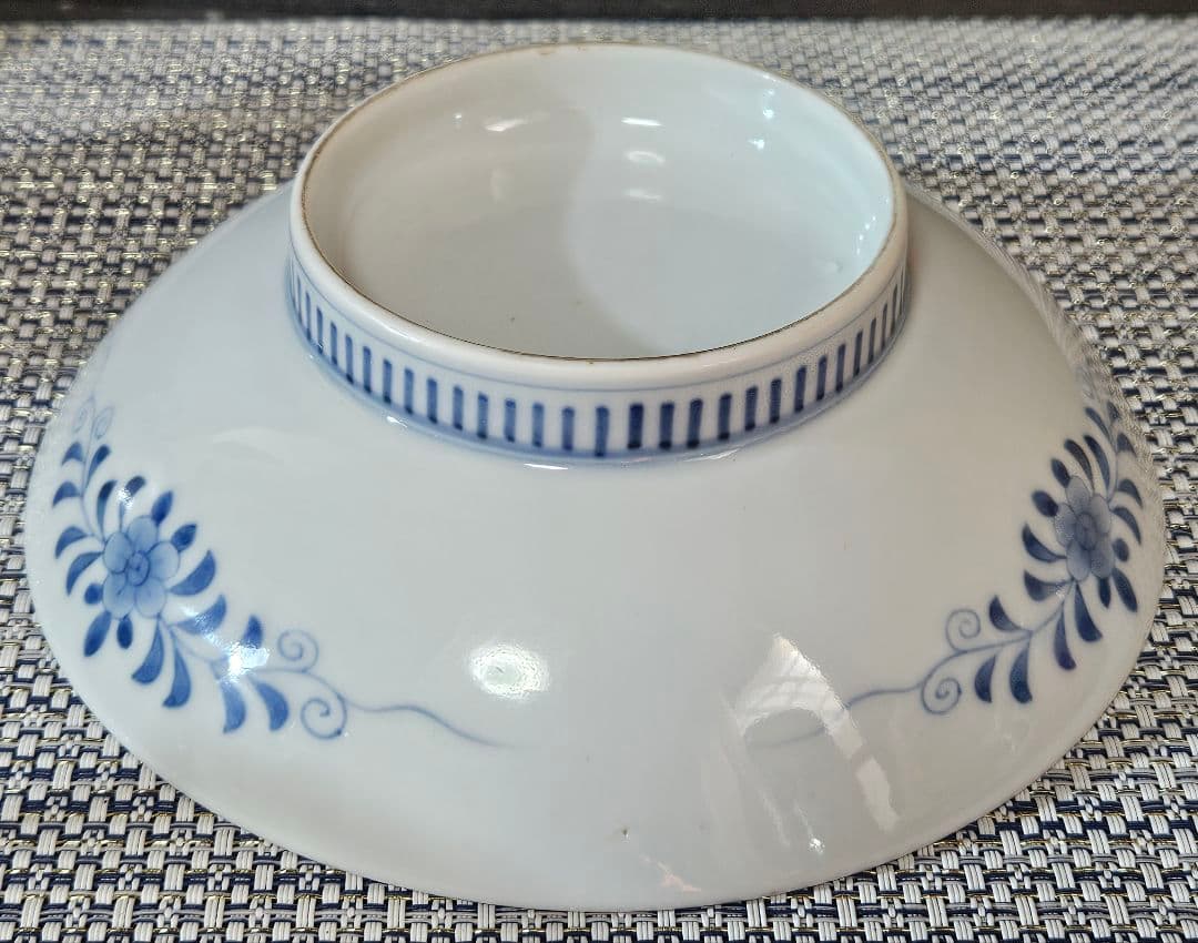 名品❗】江戸時代後期　後期鍋島　藍鍋島　染付　若松図　16.1cm 櫛高台皿