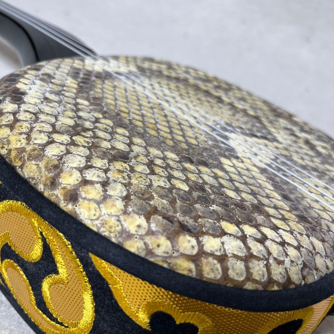 三線 本皮 強化張り 本革 蛇皮 蛇革 沖縄 三味線 琉球