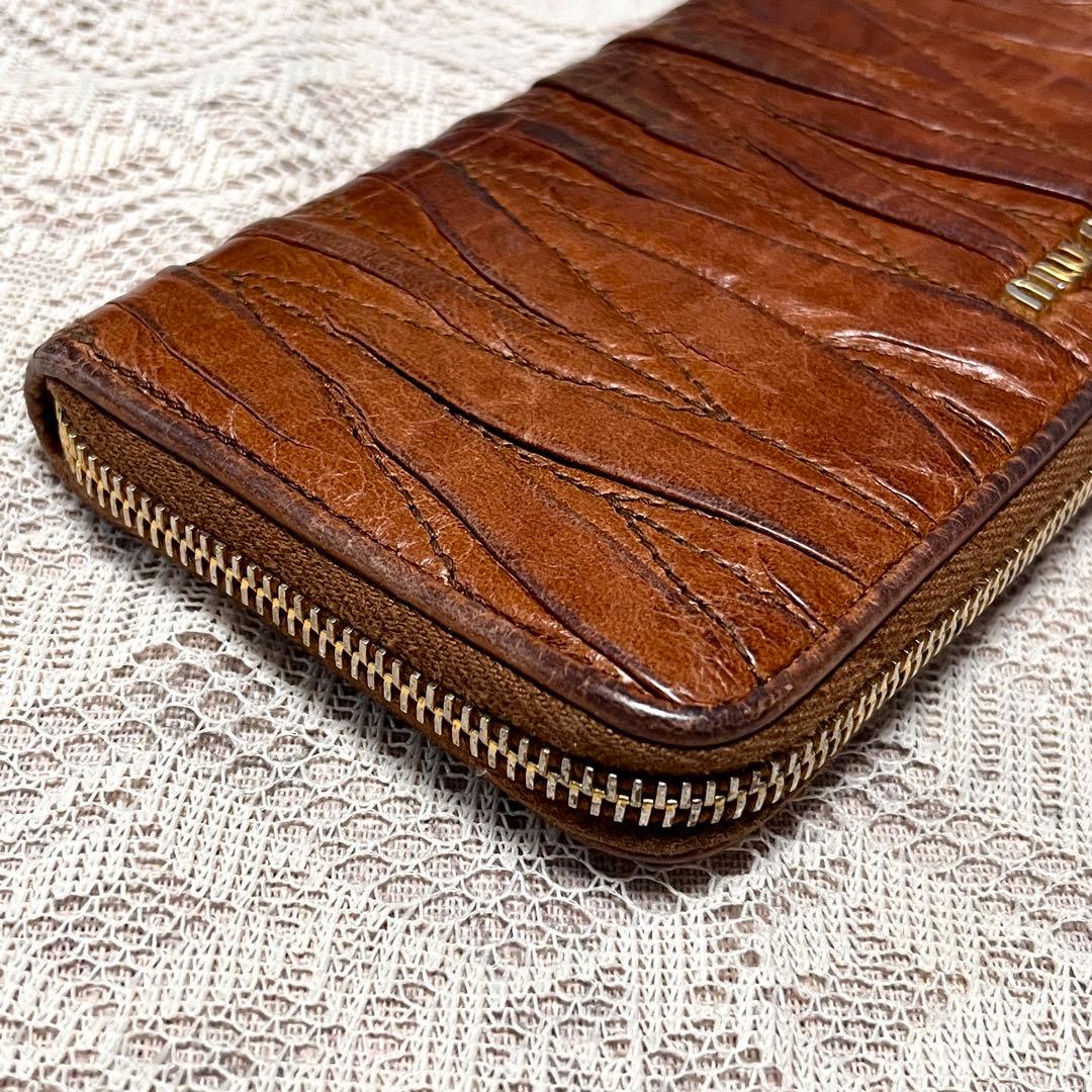 ☆MIUMIU ミュウミュウ 長財布 L字ファスナー マテラッセ ブラウン本革