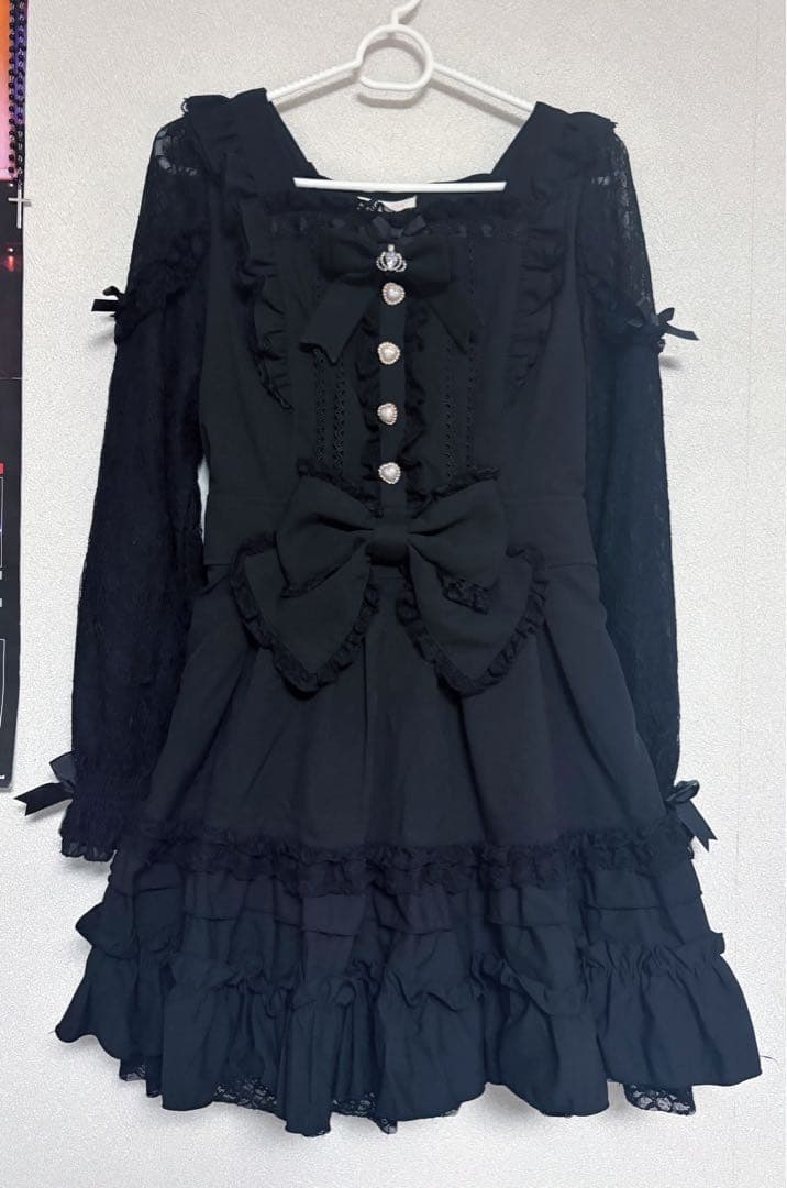 LIZLISA ティアラリボンティアードワンピース ブラック - メルカリ
