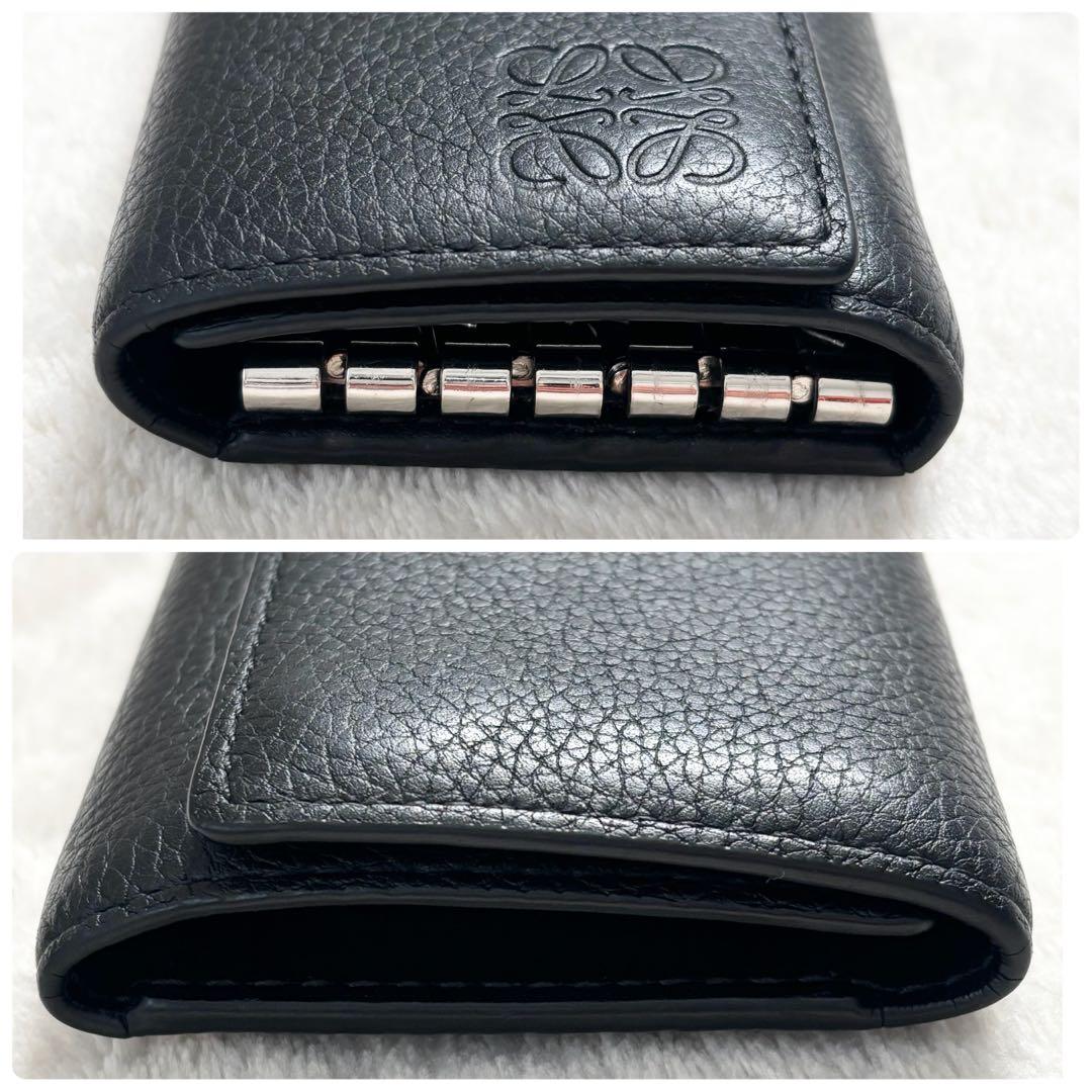 ロエベ メンズ キーケース ブラック ソフトグレインカーフ 6連