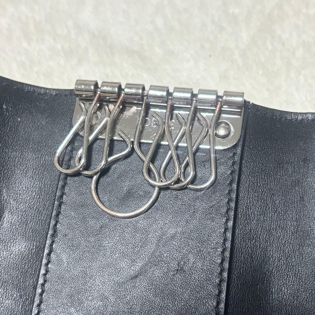 ロエベ メンズ キーケース ブラック ソフトグレインカーフ 6連