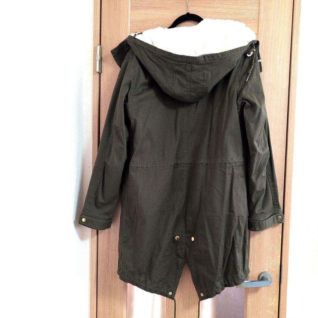 オリーブ色 フード付きモッズコート XL - メルカリ