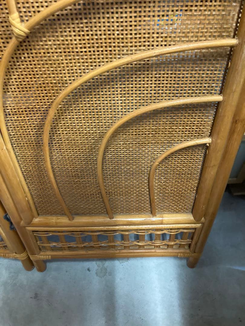 ラタン 3連 パーテーション 衝立 間仕切り 籐 昭和レトロ アンティーク