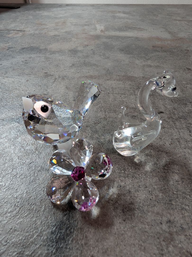 スワロフスキー ベビーバードと花 美品 箱あり ガラスのスワン