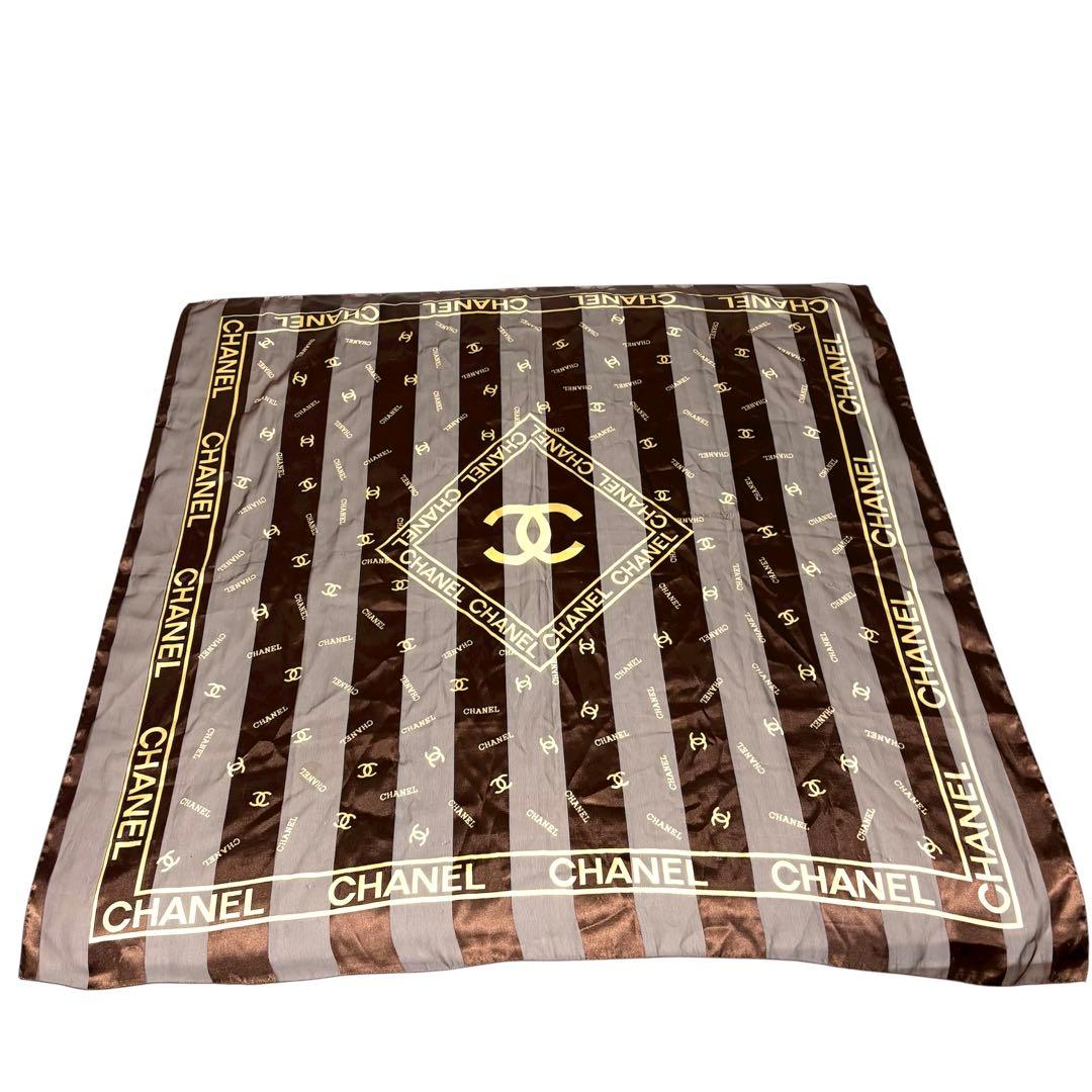 CHANEL シルク ストライプ スカーフ95×100 CHANEL シルク ストライプ スカーフ95×100 CHANEL シルク ストライプ