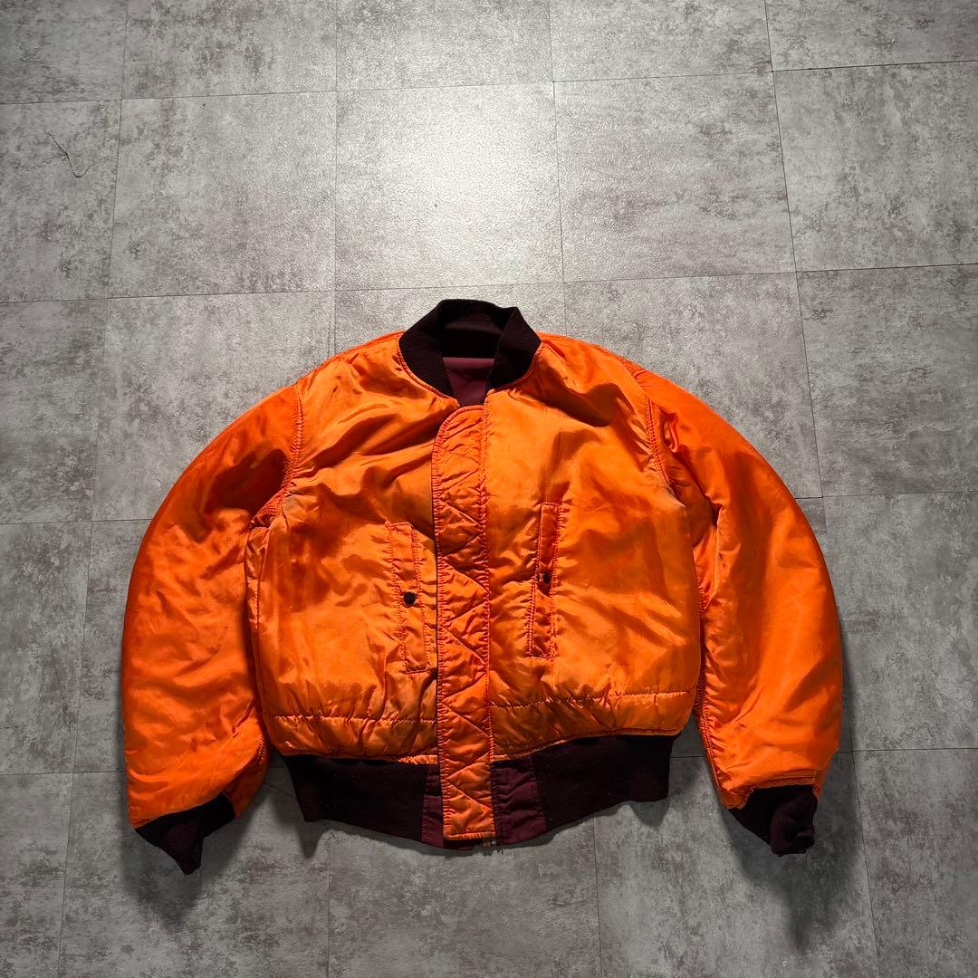 初期タグ alpha USA製 ma-1 80s 希少ボルドーカラー 短丈 M