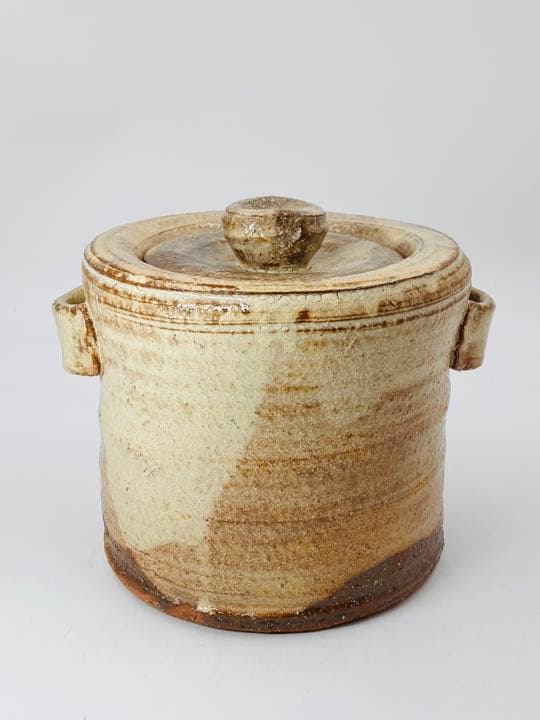 十二代 田原陶兵衛】萩焼 耳付 水指 桐共箱 共布