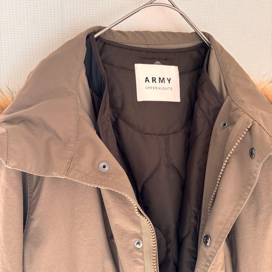 UPPER HIGHTS ベージュ ファー付きモッズコート S