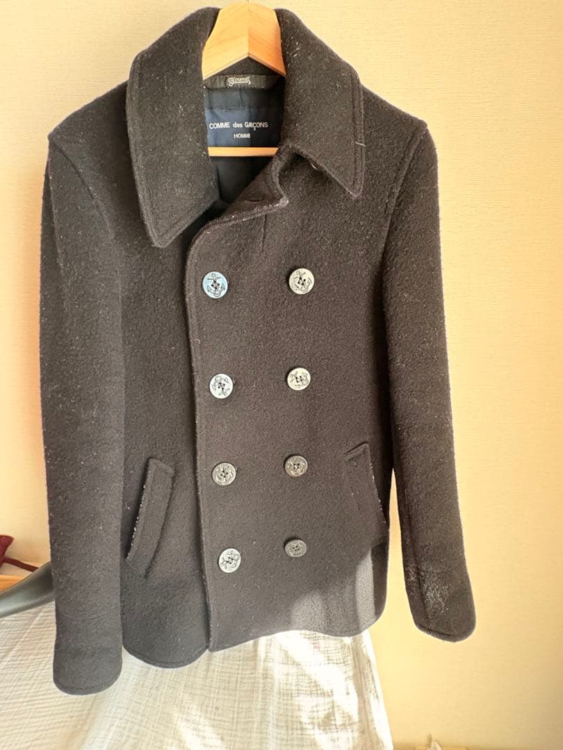 COMME des GARÇONS Gloverall ブラックピーコート S COMME des GARÇONS Gloverall ブラックピーコート S