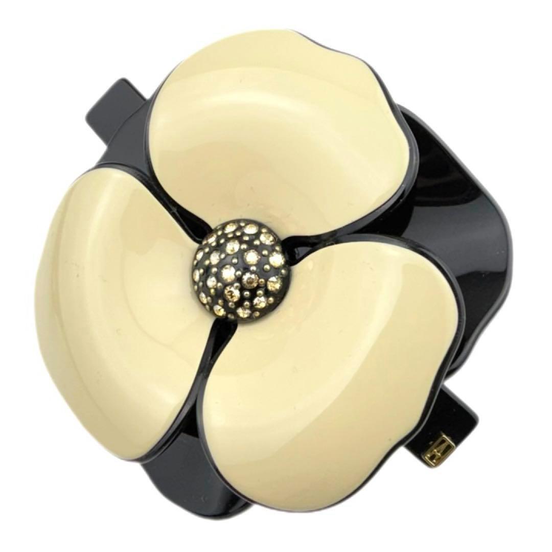 アレクサンドルドゥパリ　カメリア　バレッタ 7.5cm ベージュブラック