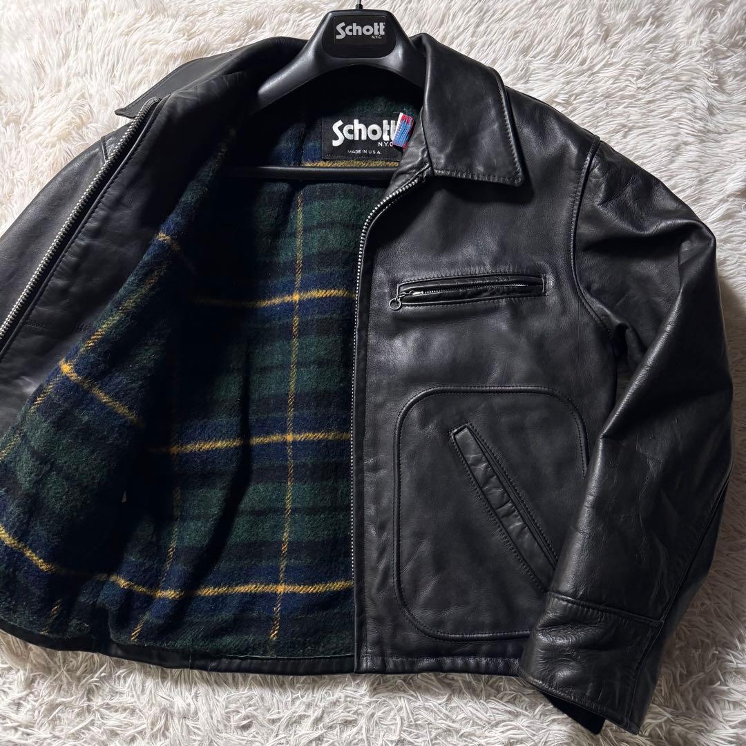 悪*鬼様 美品/廃盤品✨schott トラッカージャケット　652 本革　ブラッ LEATHER TRACKER JACKET/レザートラッカージャケット | Schott