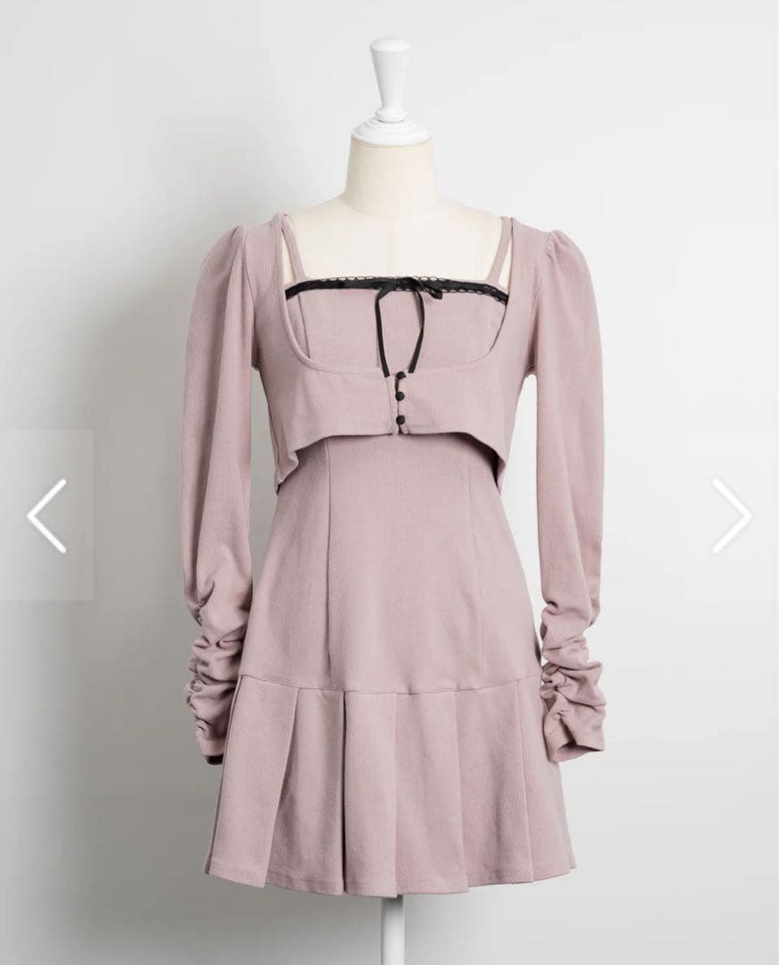 pium プリーツリブミニワンピセット ピンク - メルカリ