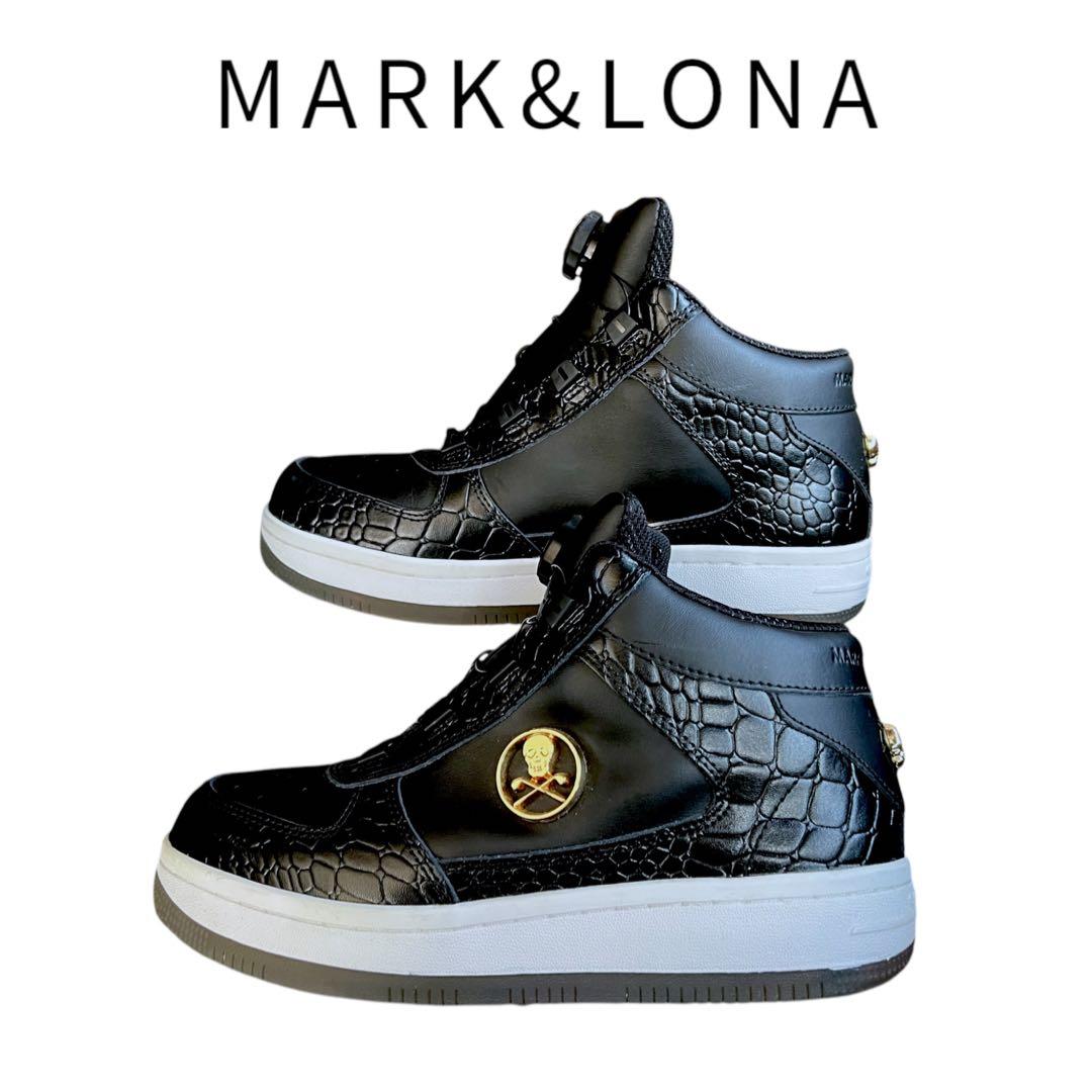 美品 マーク＆ロナ スパイクレス ゴルフシューズ 25cm 黒 型押し ダイヤル 美品 マーク＆ロナ スパイクレス ゴルフシューズ 25cm 黒 型押し ダイヤル