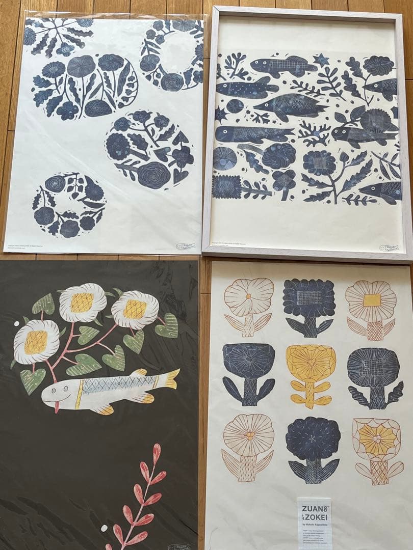 鹿児島睦　図案シリーズ　ZUAN&ZOKEI ポスター4種と額 鹿児島睦 図案シリーズ ZUAN&ZOKEI ポスター4種と額 鹿児島睦 図案
