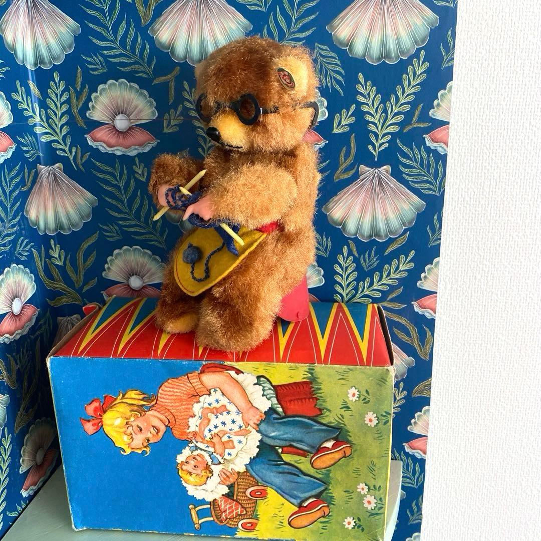 アンティーク ビンテージベア ゼンマイ仕掛け 編み物ベア max carl