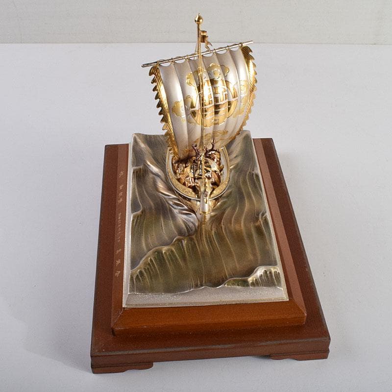 関武比古造 銀製 STERLING980 宝船 大阪尚美堂木箱 F R9406H