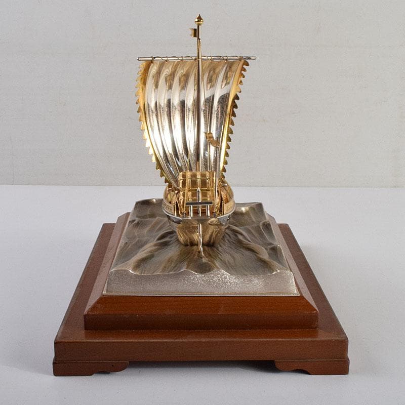 関武比古造 銀製 STERLING980 宝船 大阪尚美堂木箱 F R9406H