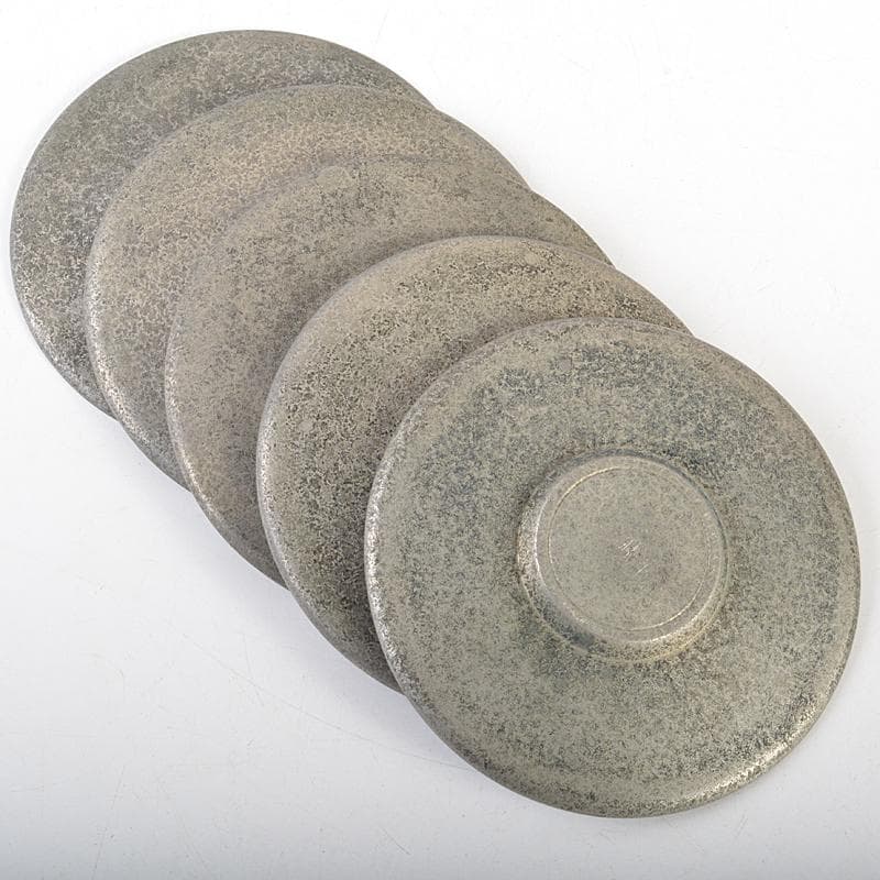 taka様専用 竹影堂榮眞造 唐物錫円式茶托五客 依求晃写 共箱 M R7347