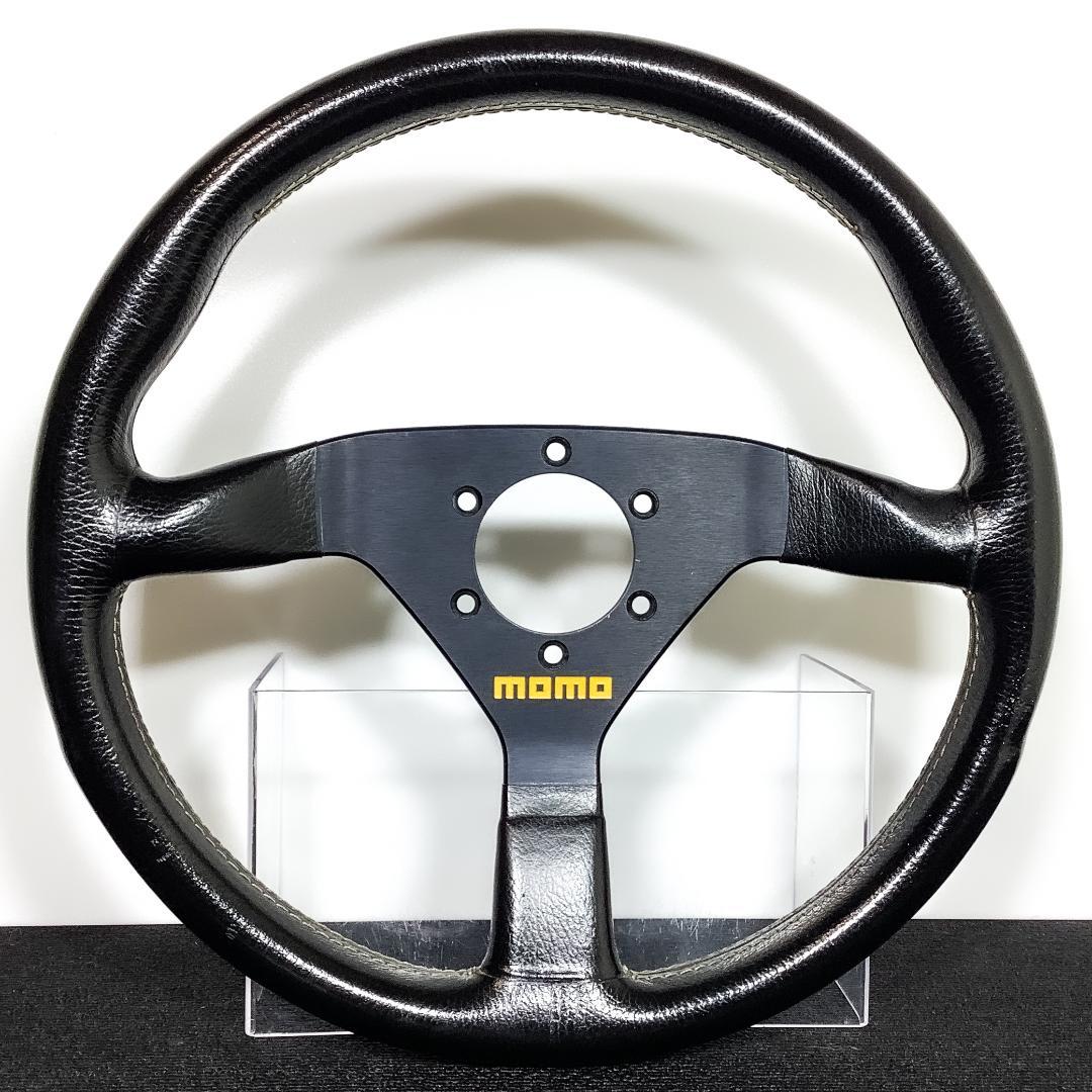 モモ ヴェローチェ 当時物 レザーステアリング 34φ イエローステッチ