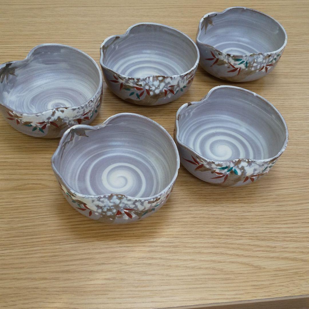 向付 瓢型  器五客 足付き 五月人形 コンパクト 陶器 薬師窯 染錦出陣大将 卓上 小さい 日本製