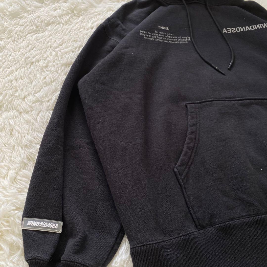 ウィンダンシー ダナー コラボ パーカー バックロゴ 黒 L パイル 希少