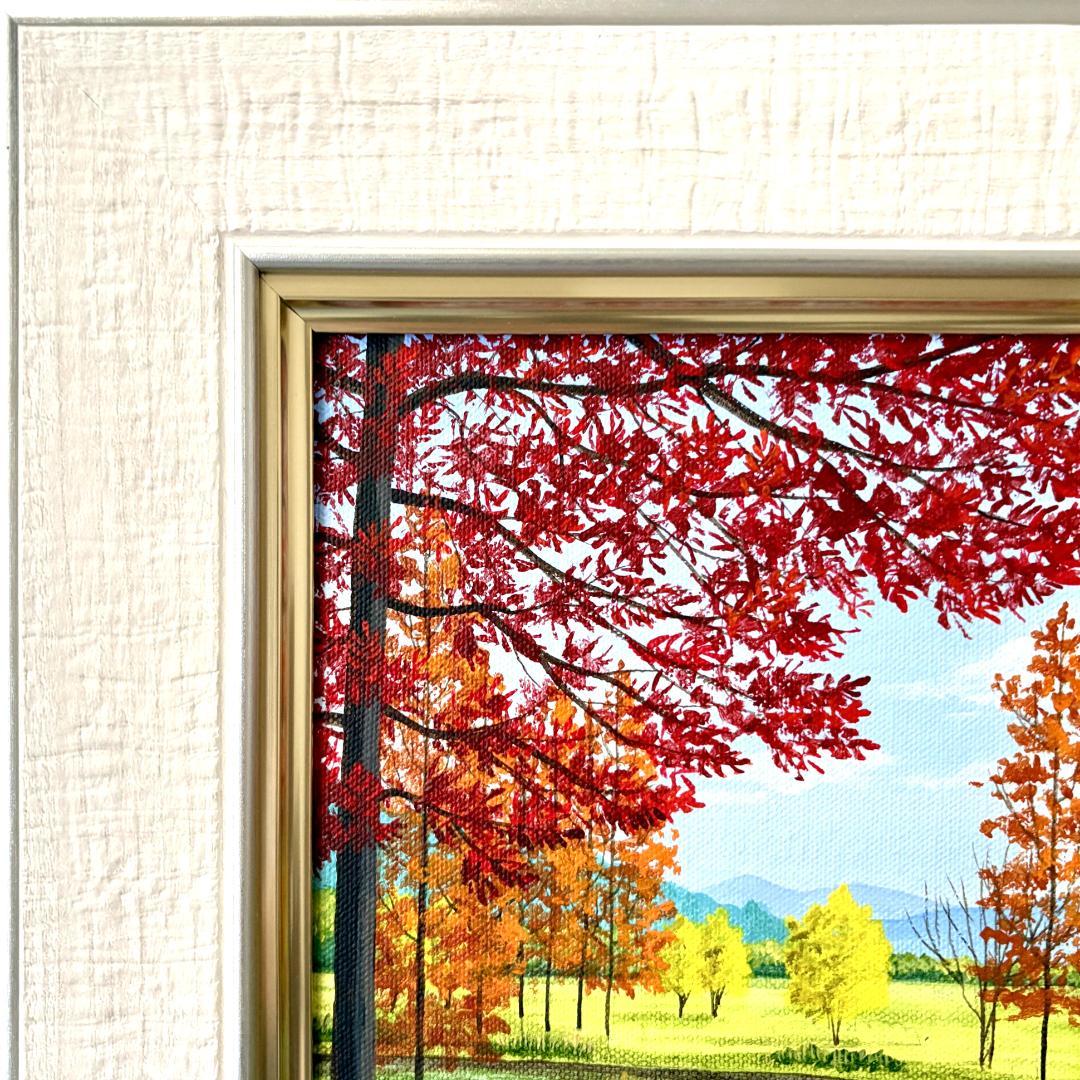 アクリル画 原画 「オータムパーク01」額縁付き SMサイズ 風景画