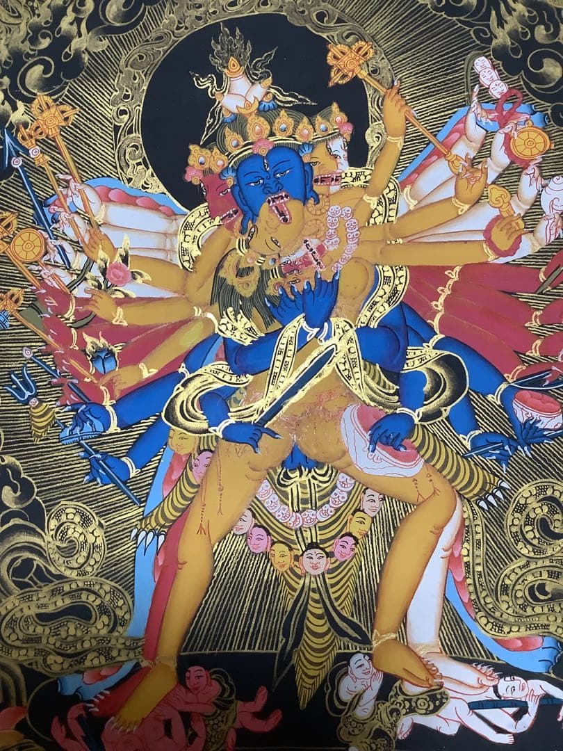 チベット密教 新品 》 カーラチャクラ 時輪金剛 タンカ 曼荼羅 手描き