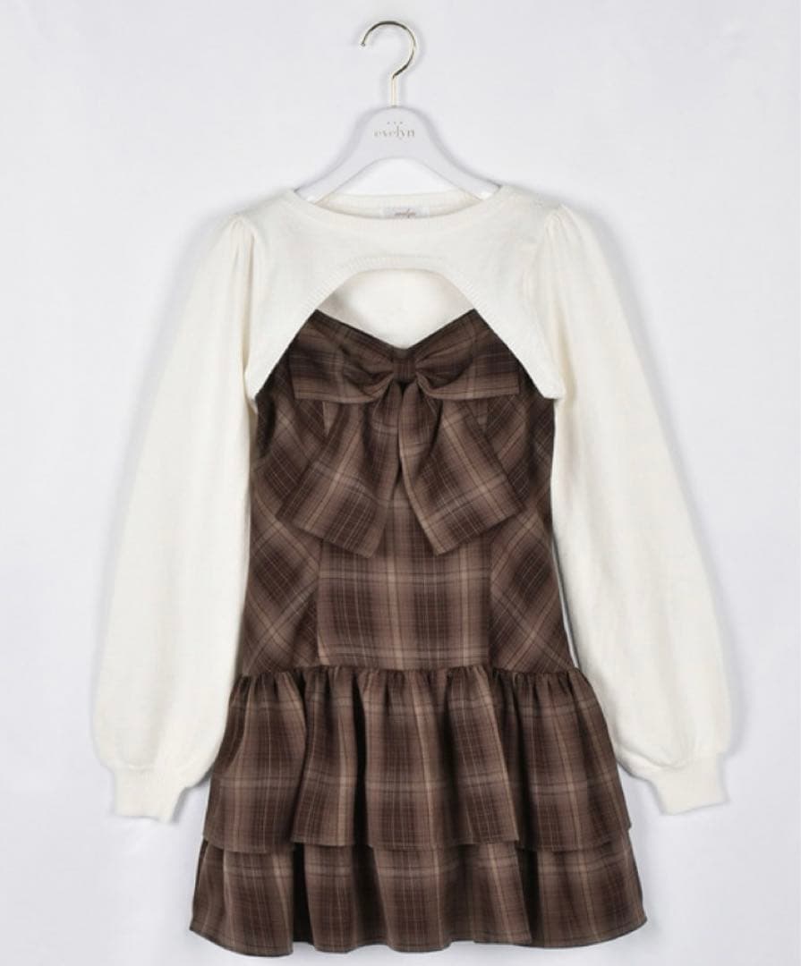 リボンボレロワンピース　エブリン　ブラウン リボンボレロワンピース｜evelyn（エブリン）公式通販サイト